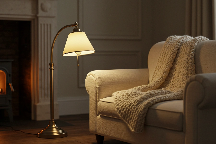 آباژور کنار مبل راحتی