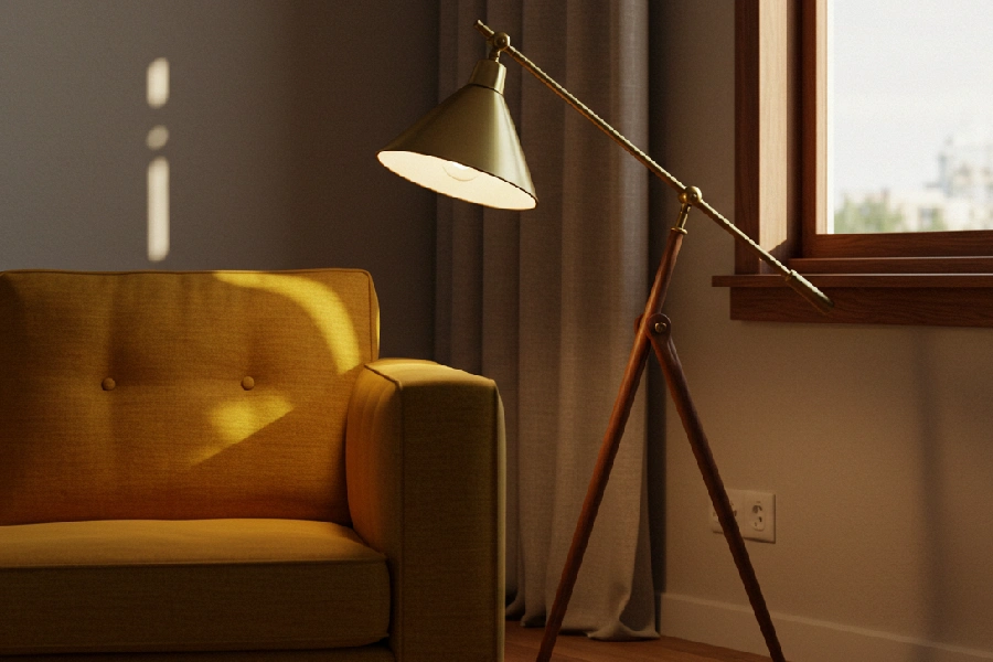 آباژور کنار مبل راحتی