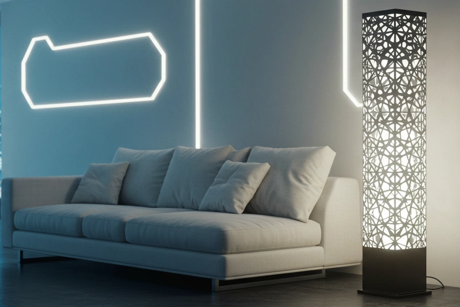 آباژور کنار مبل راحتی