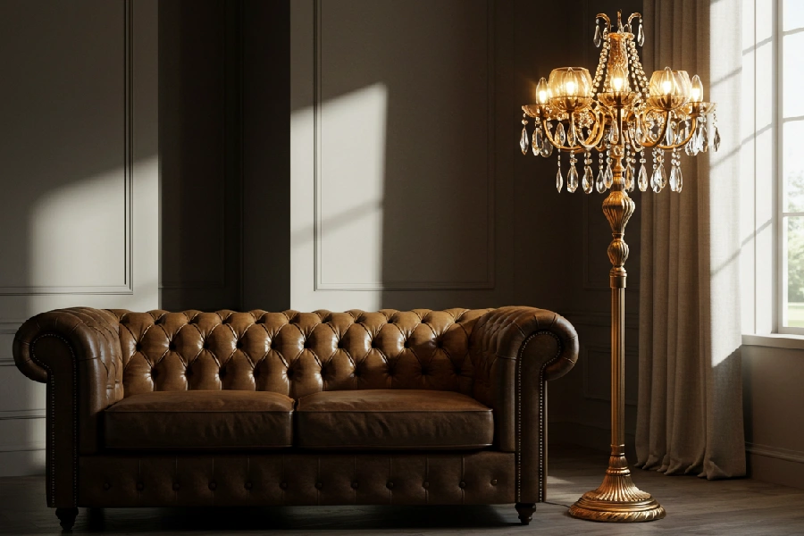 آباژور کنار مبل راحتی