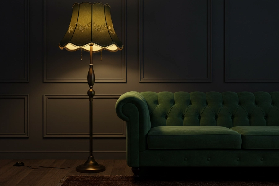 آباژور کنار مبل راحتی