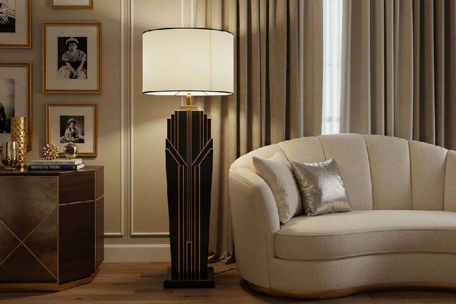 آباژور کنار مبل راحتی