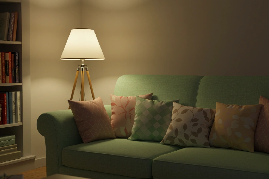 آباژور کنار مبل راحتی