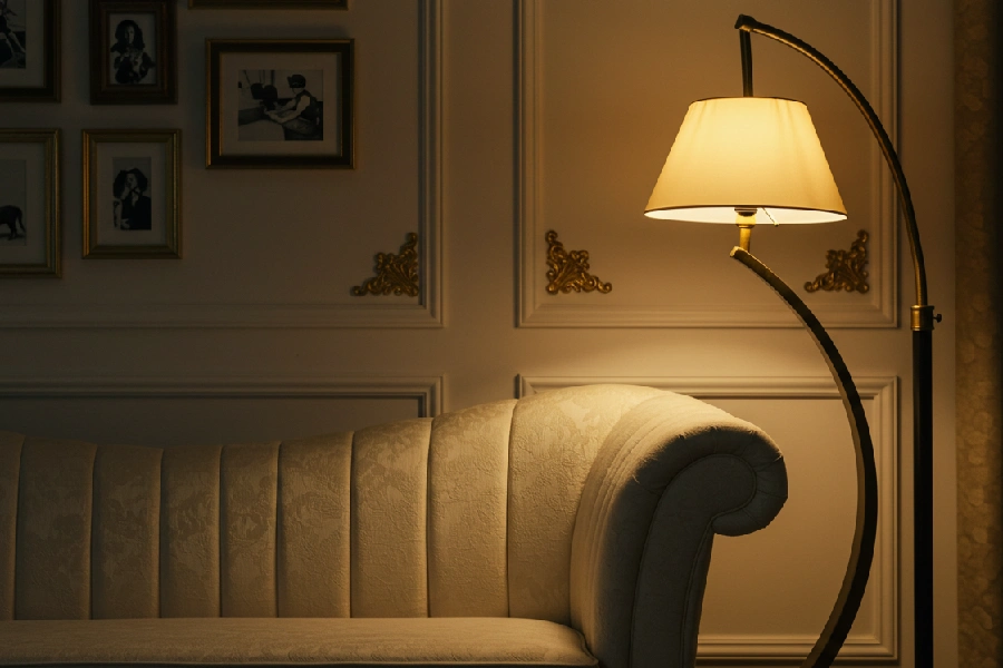 آباژور کنار مبل راحتی